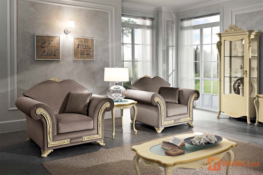 Комплект м'яких меблів диван і крісла в класичному стилі VIOLA LUXOR