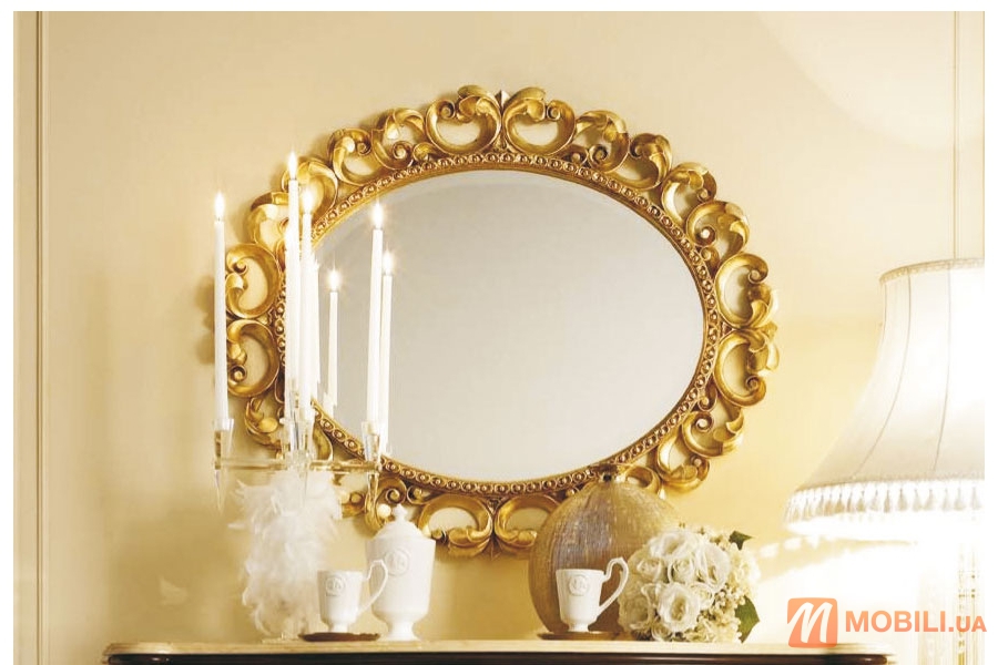 Овальне дзеркало, обробка з сусального золота PRINCIPESSA